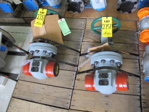 LOT (2) VALVES, GATE TYPE, 3" SIZE, DESIGN 210 PSI AT 300 DEGREE F RATING, CARBON STL MATERIAL, BUTT WELD CONNECTIONS, SA216 GRADE WCB SPECIFICATION, BOLTED BONNET, FLEXIBLE WEDGE STYLE, HARDFACED SEAT AND DISC, RISING STEM TRIM, GRAPHITE PACKING . GASKET SOFTGOODS, MANUAL OPERATOR. OS.Y PAINT CODE N, PART # 5265-07 (W-51) LOADING & HANDLING FEE $15-